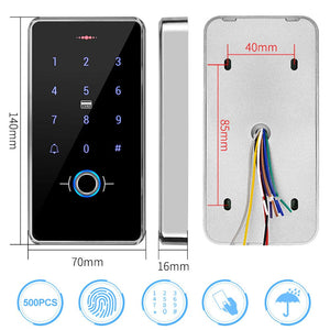 GrandingTech F03 RFID Biometric Fingerprint Access Control Waterproof Touch Keypad Reader DC12V